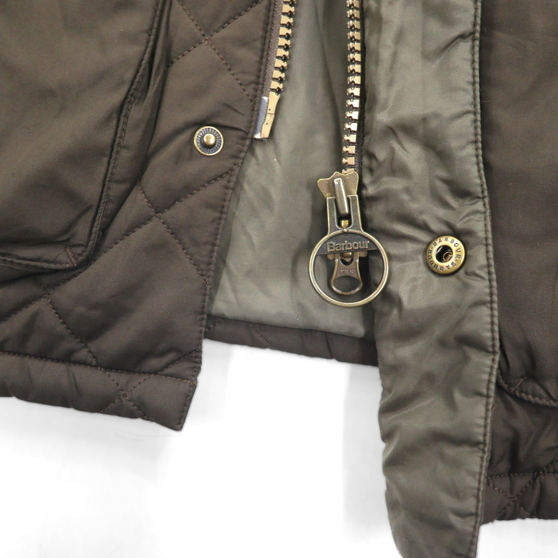 Barbour Devon Jacket, Quilted Jacket, Size L, Double Zip, Corduroy Collar, Diamond Quilted Padded, MQU0883OL52