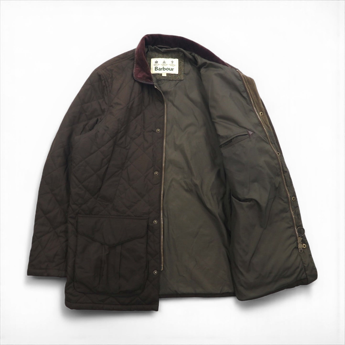 Barbour デボンジャケット DEVON JACKET キルティングジャケット L ダブルジップ コーデュロイ襟 中綿 ダイヤキルト MQU0883OL52