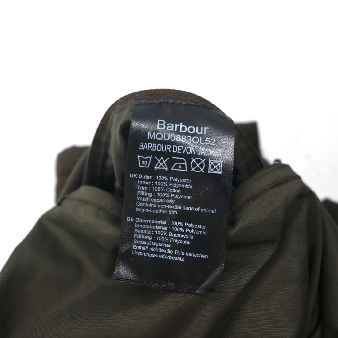 Barbour Devon Jacket, Quilted Jacket, Size L, Double Zip, Corduroy Collar, Diamond Quilted Padded, MQU0883OL52