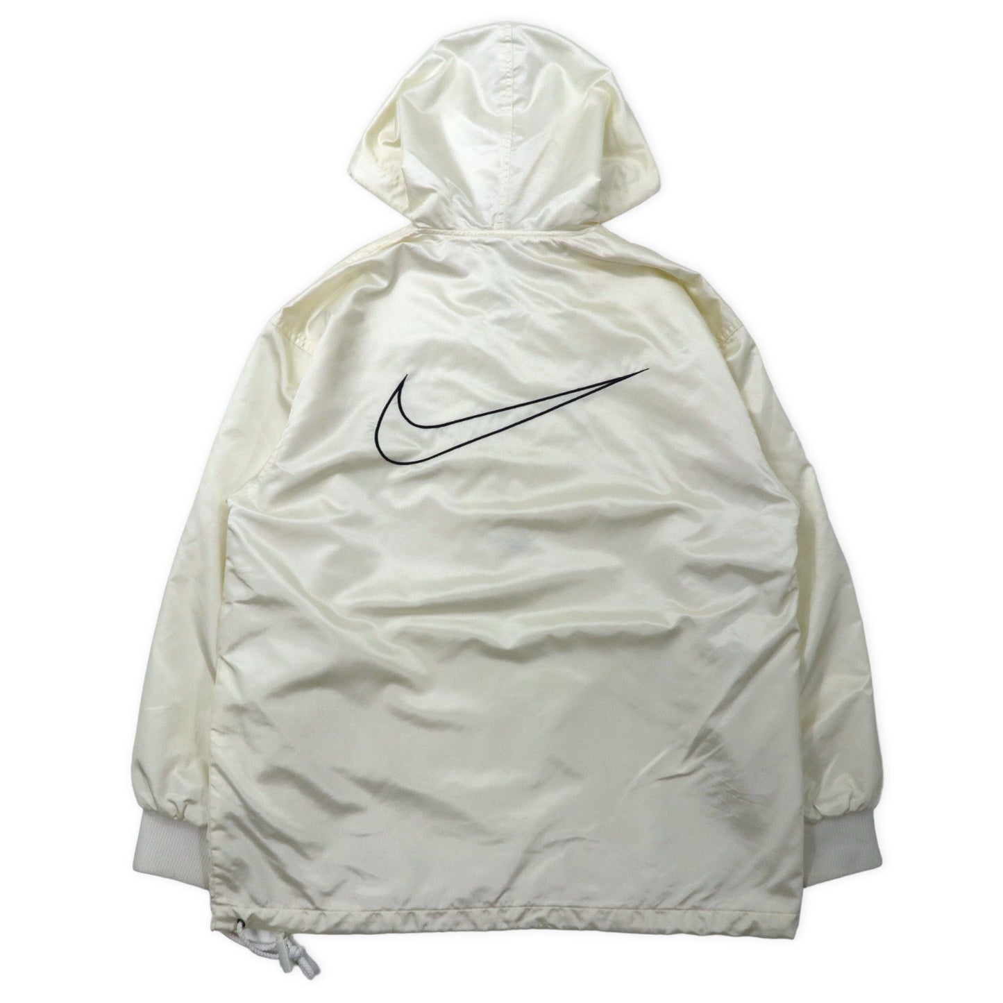 Nike 90's Half Zip Anorak HOODIE M White Nylon Swash Logo Buck