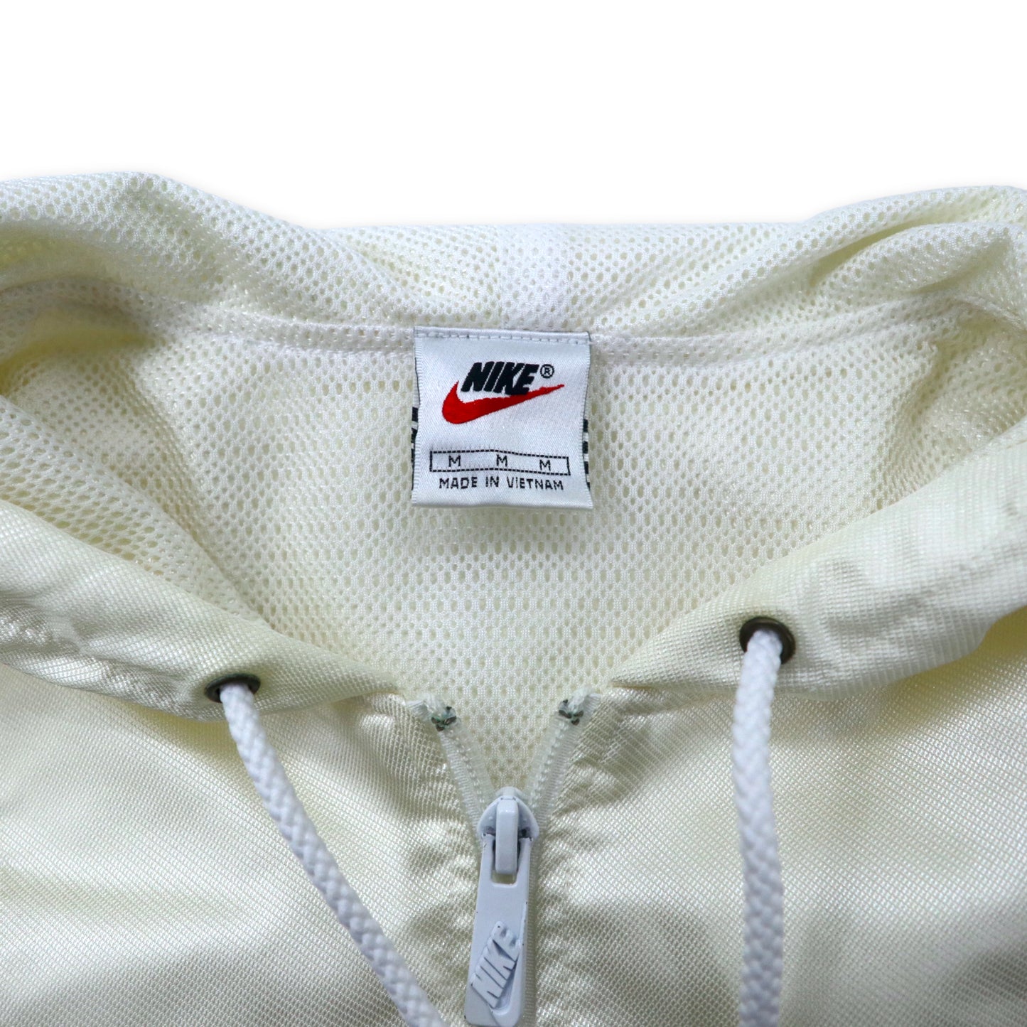 Nike 90's Half Zip Anorak HOODIE M White Nylon Swash Logo Buck