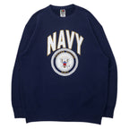 日本然リトテ-古着オンライン-US NAVY プリント スウェット L ネイビー コットン ミリタリー FRUIT OF THE LOOM-US NAVY Print Sweatshirt L Navy Cotton Military FRUIT OF THE LOOM