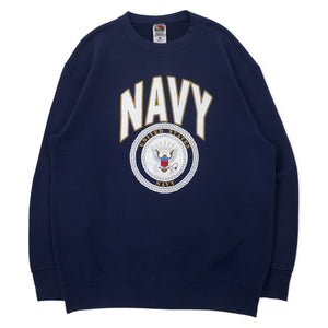 US NAVY プリント スウェット L ネイビー コットン ミリタリー FRUIT OF THE LOOM