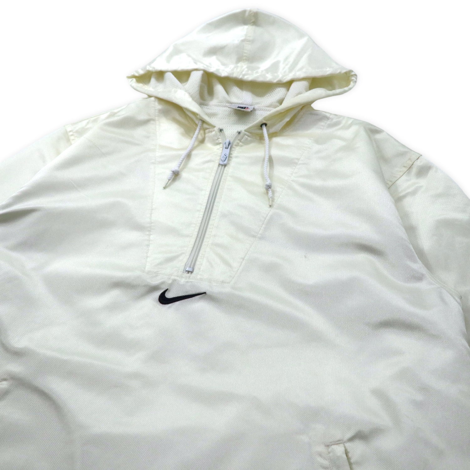 Nike 90's Half Zip Anorak HOODIE M White Nylon Swash Logo Buck