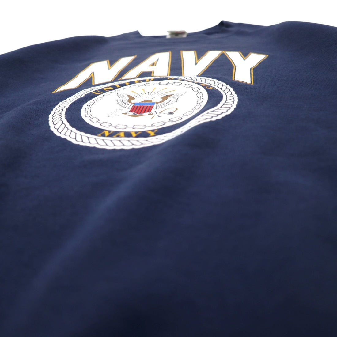 US NAVY Printed Sweatshirt L Navy Cotton Military FRUIT OF THE LOOM