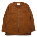 Kelen フェイクスエード ノーカラー ジャケット L ブラウン FAKE SUEDE NO COLLAR ZIP UP SHIRT TAUPO KL16WSH74 日本製