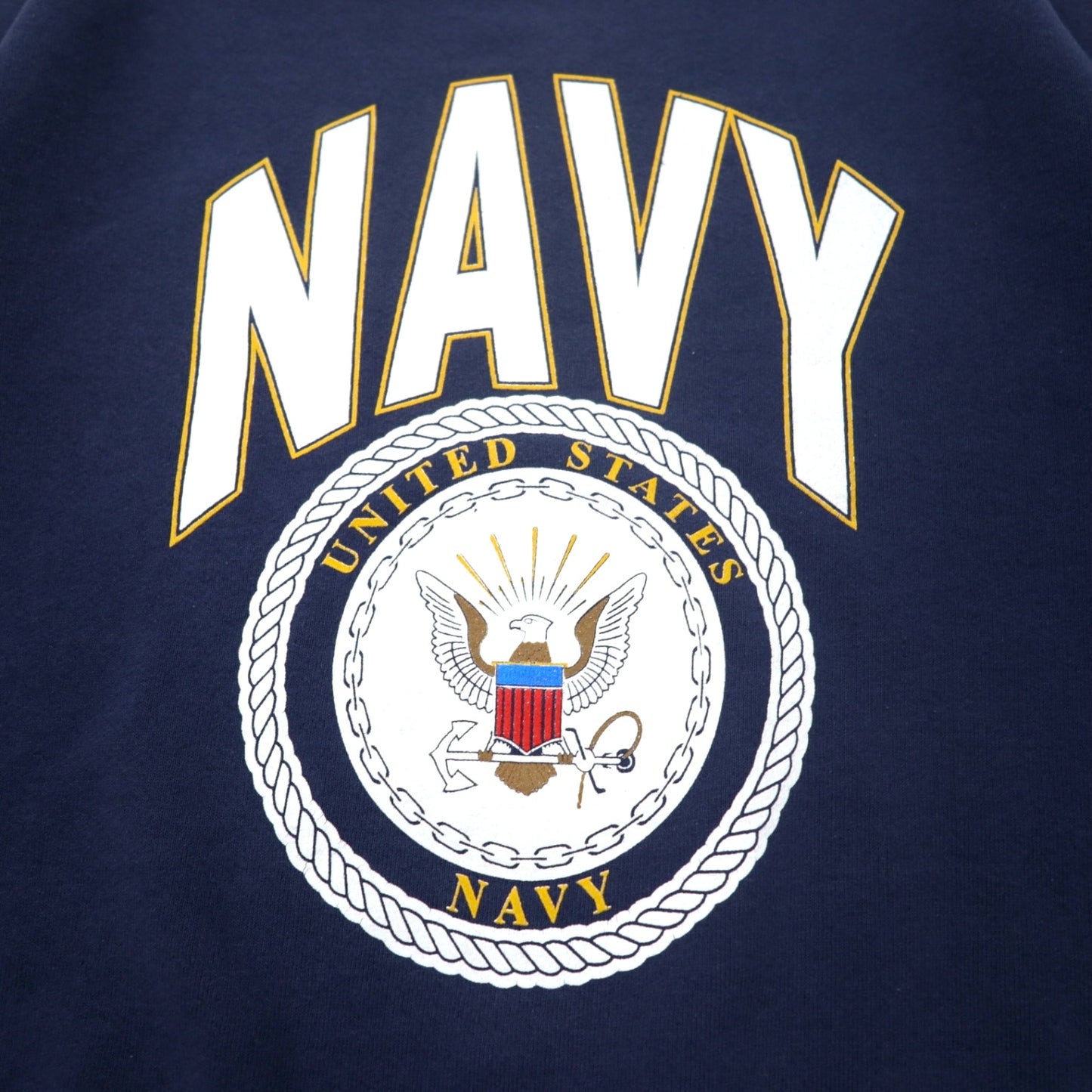 US NAVY プリント スウェット L ネイビー コットン ミリタリー FRUIT OF THE LOOM