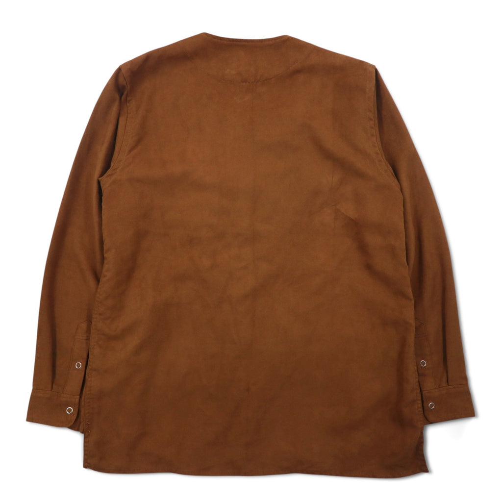 Kelen フェイクスエード ノーカラー ジャケット L ブラウン FAKE SUEDE NO COLLAR ZIP UP SHIRT TAUPO KL16WSH74 日本製