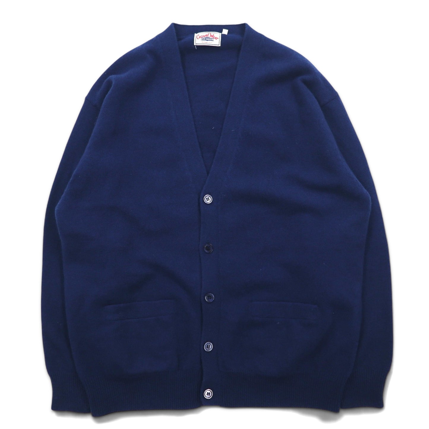 90年代 JACK MORGAN CASUAL WEAR ラムウール ニット カーディガン M ネイビー 羊毛