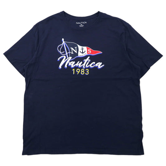 日本然リトテ-古着オンライン-NAUTICA ロゴプリントTシャツ XXL ネイビー コットン SAILING CLUB ビッグサイズ-NAUTICA Logo Print T-Shirt XXL Navy Cotton Sailing Club Big Size