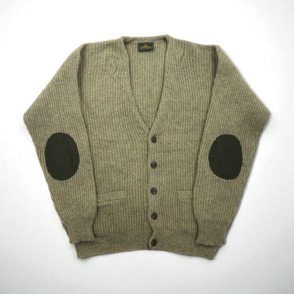 McGREGOR 80年代 ヴィンテージ リブ編み Vネック ニット カーディガン L ウール 羊毛 エルボーパッチ ハンドウォーマー ポケット