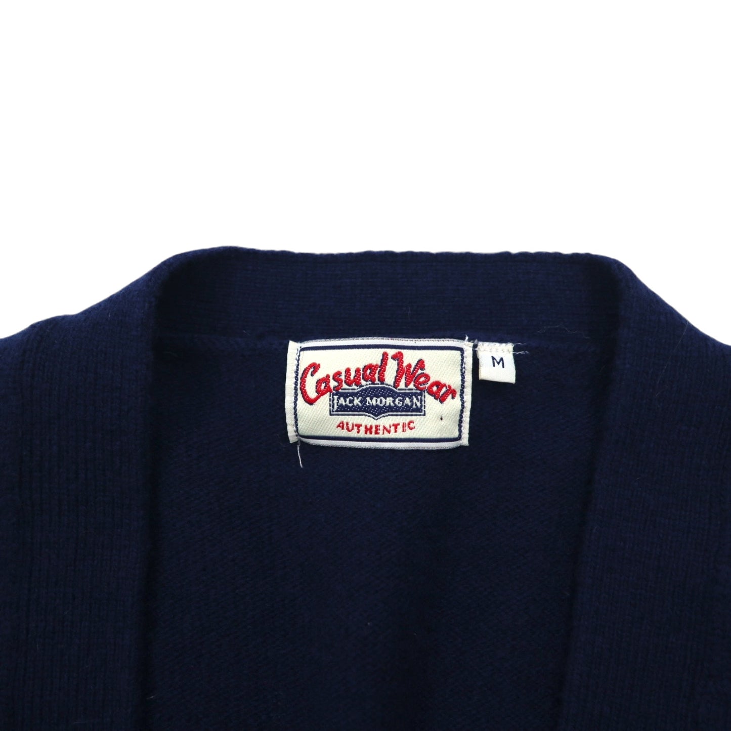 90年代 JACK MORGAN CASUAL WEAR ラムウール ニット カーディガン M ネイビー 羊毛