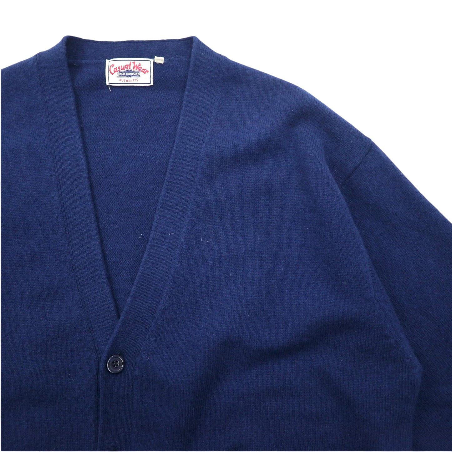 90年代 JACK MORGAN CASUAL WEAR ラムウール ニット カーディガン M ネイビー 羊毛