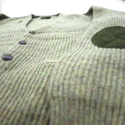 McGREGOR 80年代 ヴィンテージ リブ編み Vネック ニット カーディガン L ウール 羊毛 エルボーパッチ ハンドウォーマー ポケット