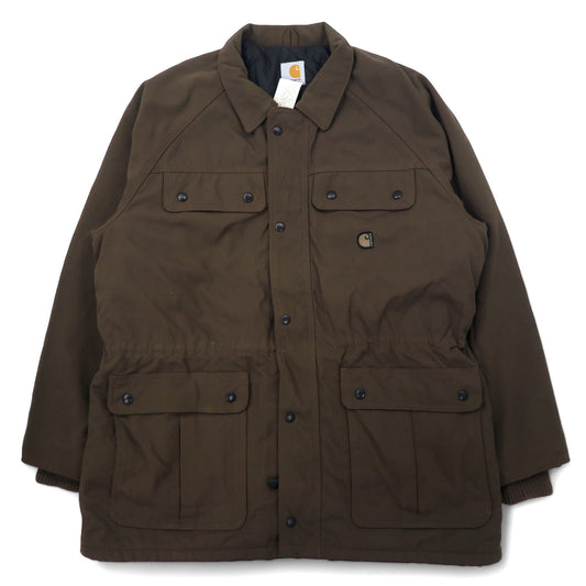 carhartt USA製 90年代 トラディショナルコート ワークジャケット L カーキ ナイロンキャンバス ドローコード キルティングライナー TRADITIONAL ARCTIC QUILT-LINED COAT C41