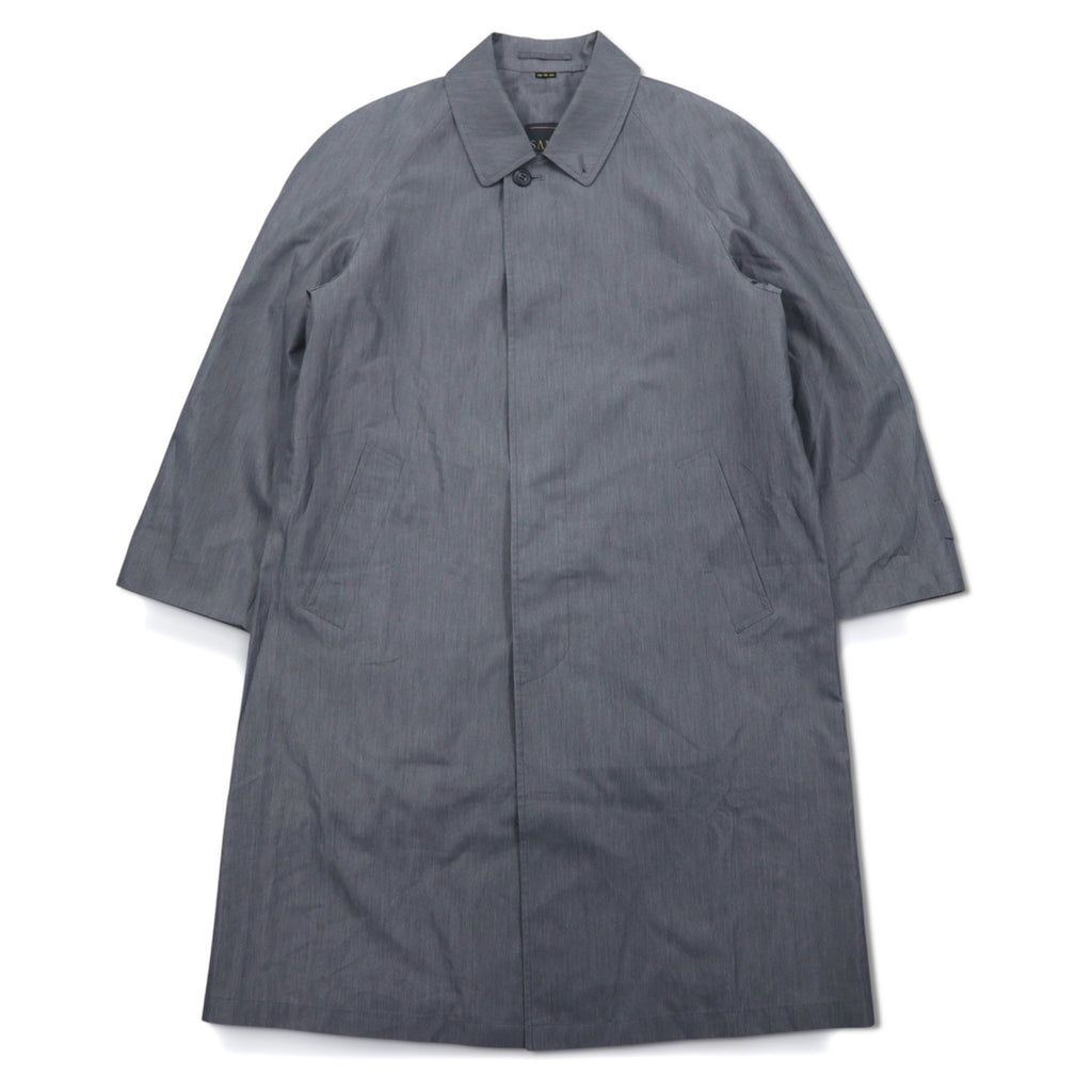 Vintage 80s Japan Made Trench Coat SANYO Balmacaan Coat S Grey Polyester Made in Japan