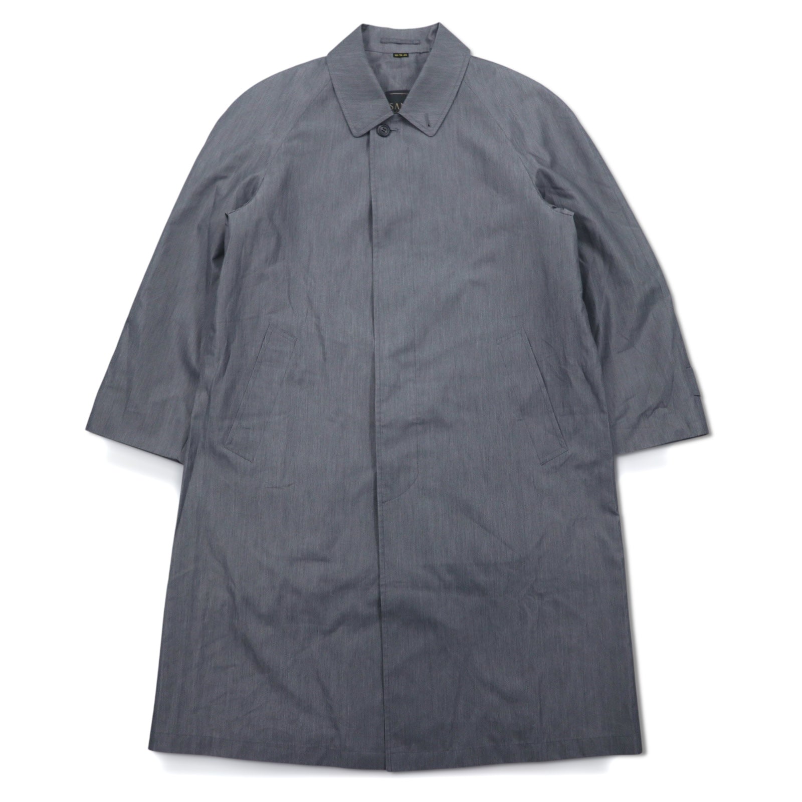 Vintage 80s Japan Made Trench Coat SANYO Balmacaan Coat S Grey Polyester Made in Japan