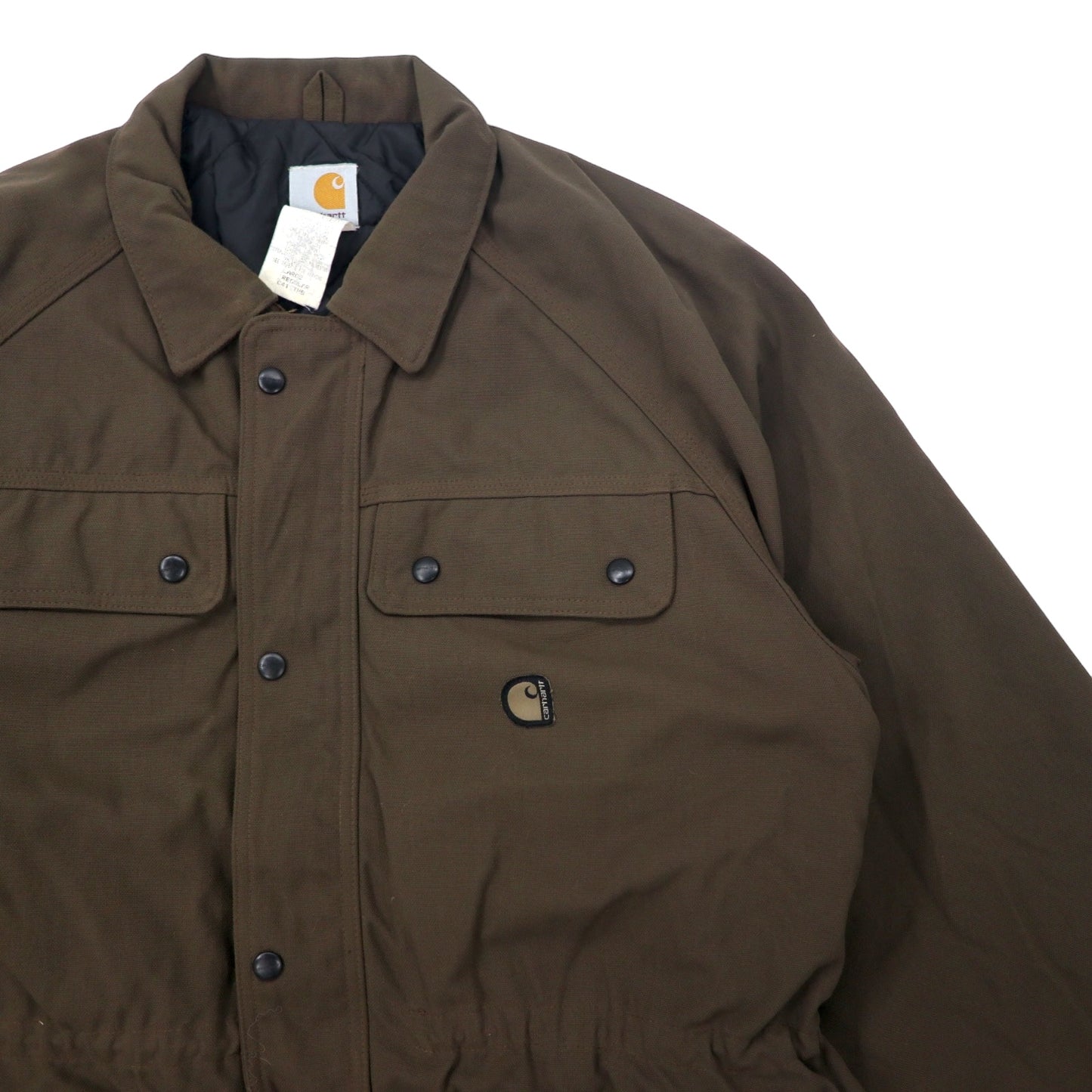 carhartt USA製 90年代 トラディショナルコート ワークジャケット L カーキ ナイロンキャンバス ドローコード キルティングライナー TRADITIONAL ARCTIC QUILT-LINED COAT C41