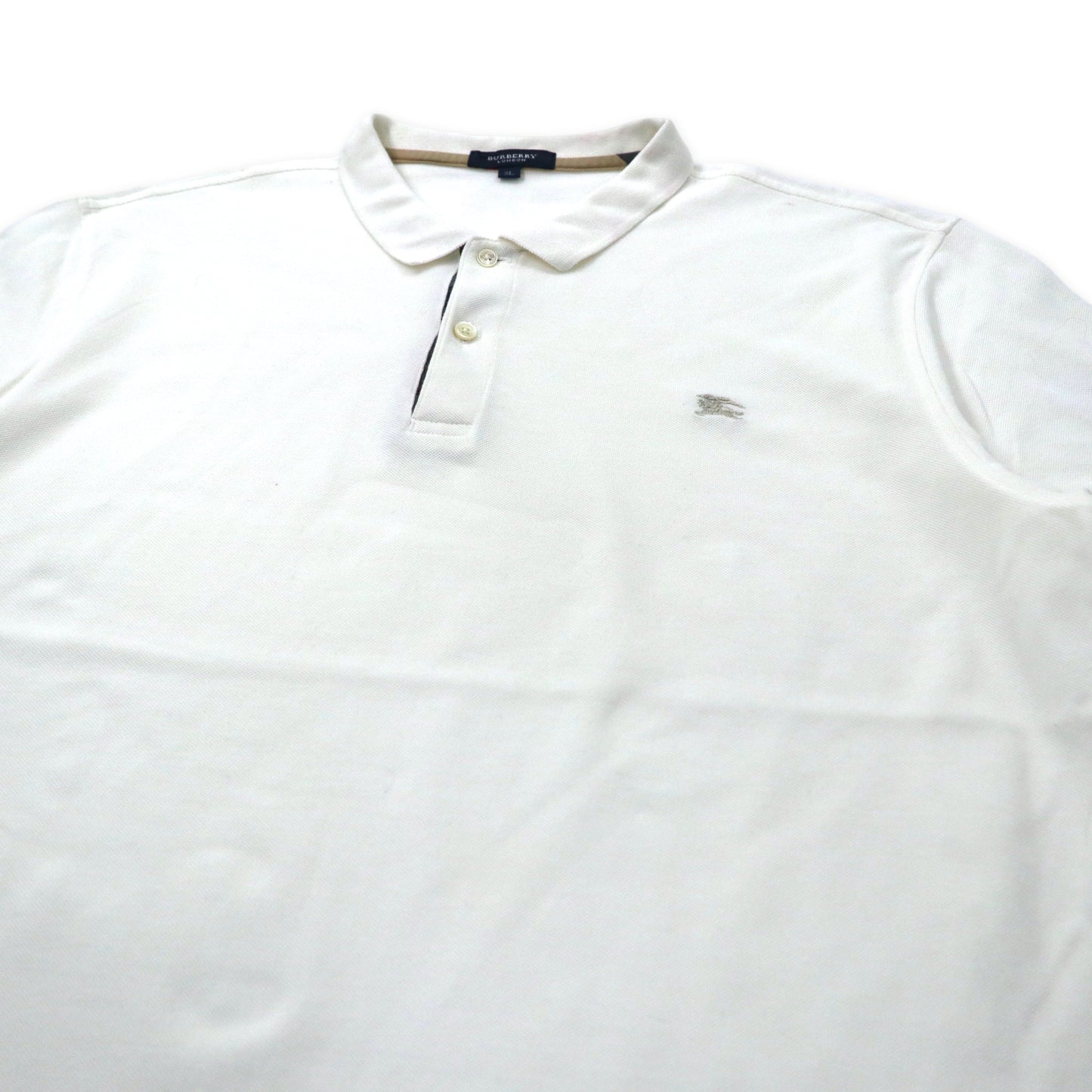 BURBERRY ノバチェック切替 ポロシャツ 3L ホワイト コットン ワンポイントロゴ刺繍 日本製