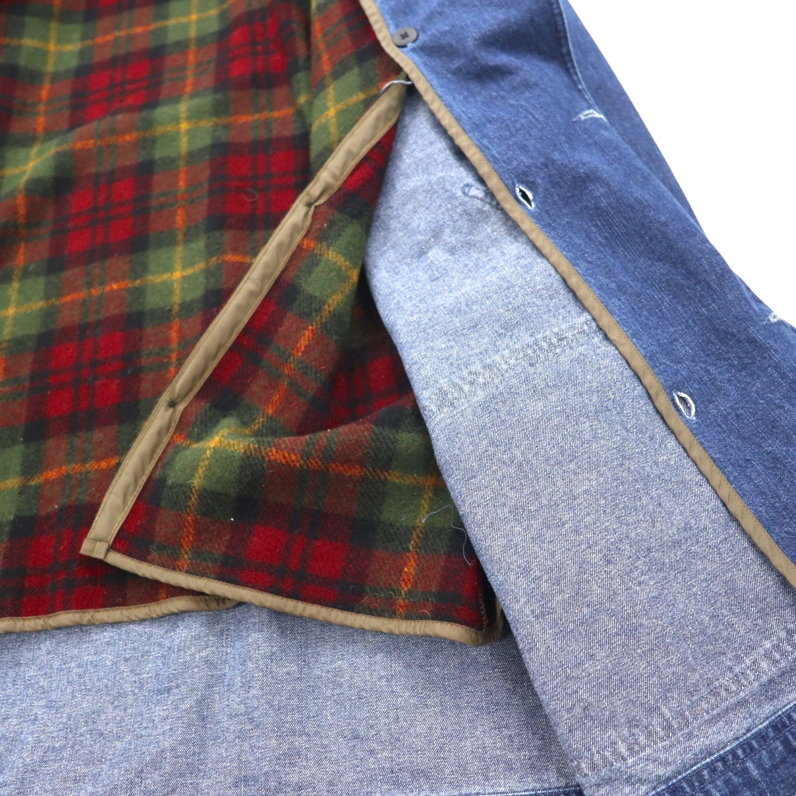 LLBean 90s Vintage Denim Field Chore Coat/Coverall, Size 2XL, Indigo, Corduroy Collar, Detachable Flannel Liner, JW02