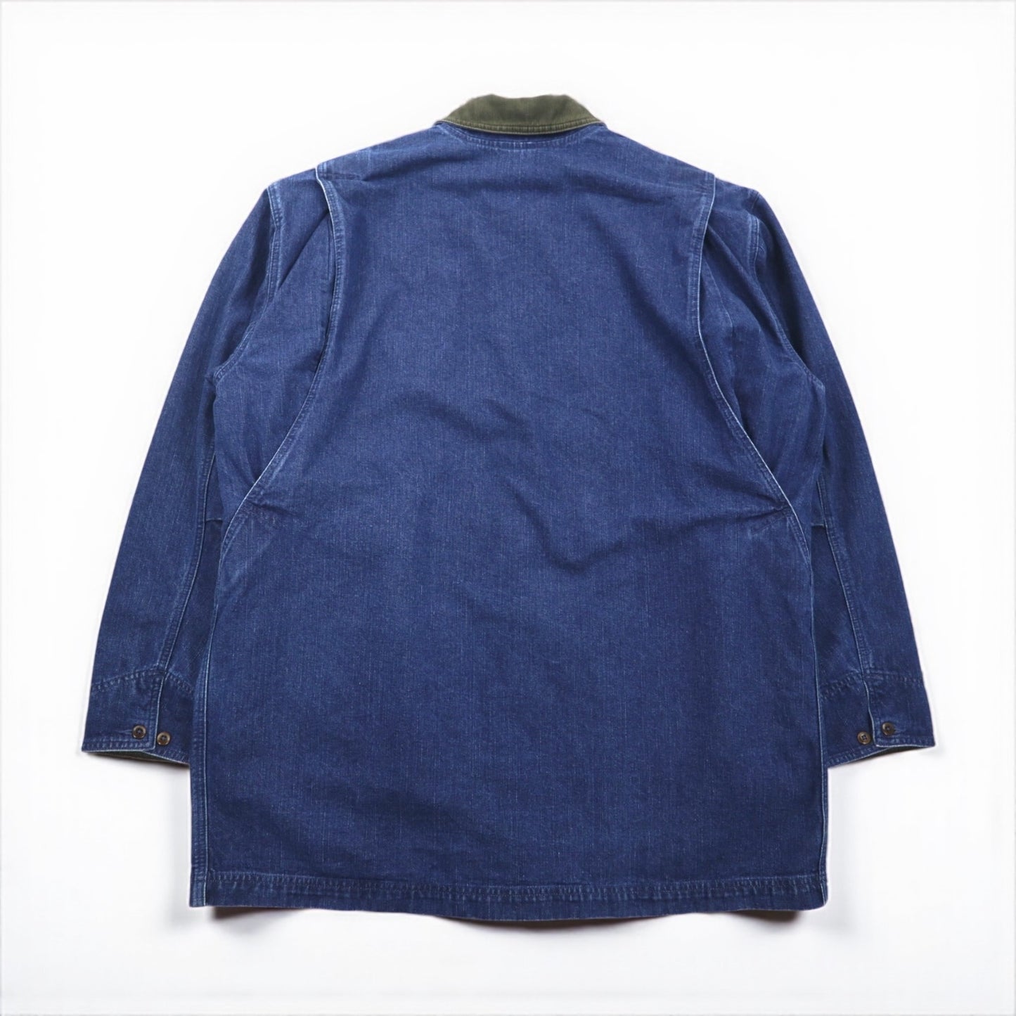 LLBean 90s Vintage Denim Field Chore Coat/Coverall, Size 2XL, Indigo, Corduroy Collar, Detachable Flannel Liner, JW02