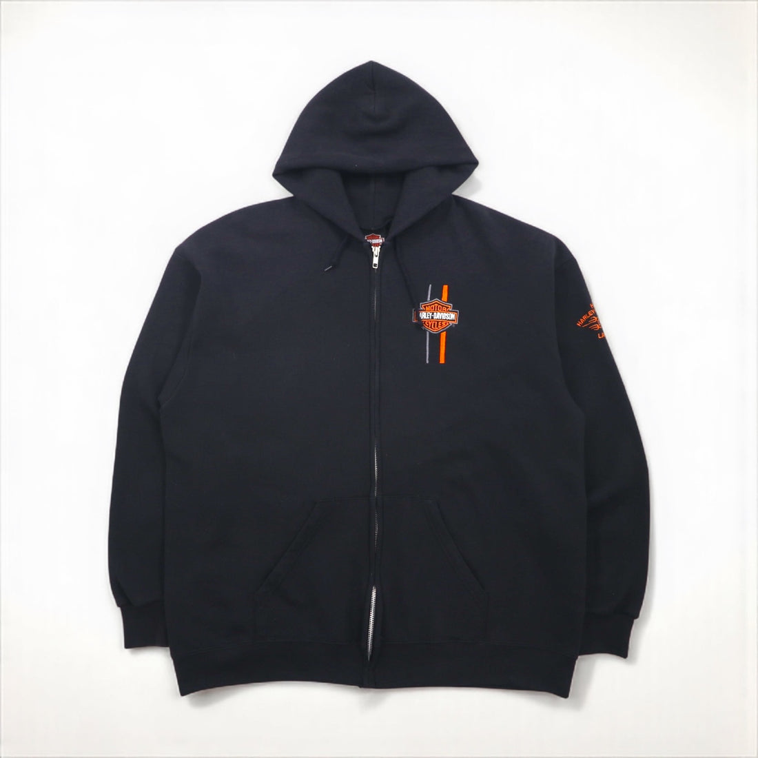 HARLEY DAVIDSON Zip Hoodie, XL, Black, Cotton, One-Point Logo Embroidery