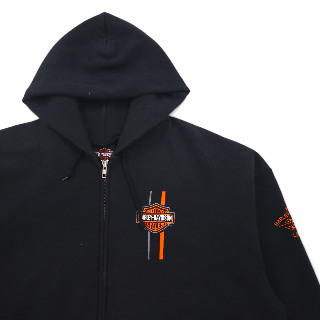 HARLEY DAVIDSON Zip Hoodie, XL, Black, Cotton, One-Point Logo Embroidery