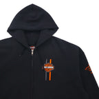 HARLEY DAVIDSON Zip Hoodie, XL, Black, Cotton, One-Point Logo Embroidery