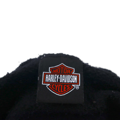 HARLEY DAVIDSON ジップパーカー XL ブラック コットン ワンポイントロゴ 刺繍