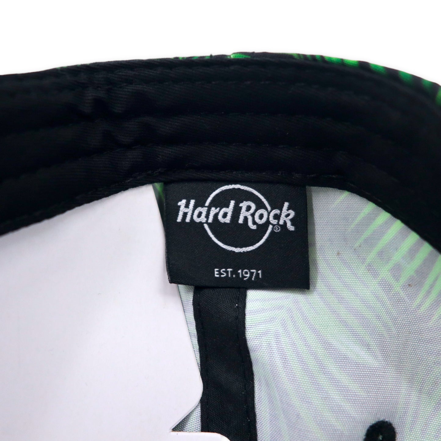 Hard Rock CAFE スナップバック ベースボールキャップ ONE ブラック 総柄 ボタニカル ロゴ刺繍 GUAM USA 未使用品