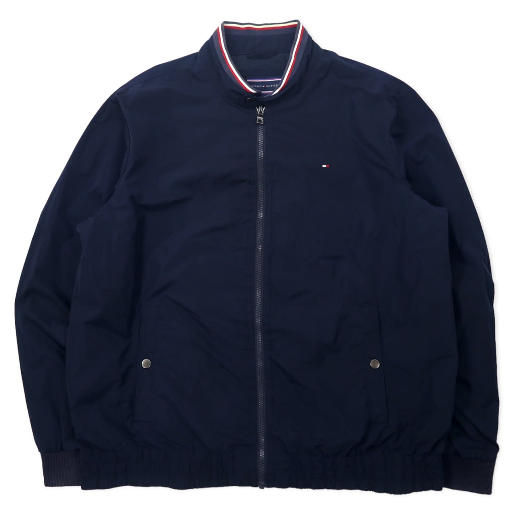 日本然リトテ-古着オンライン-TOMMY HILFIGER シングル ライダースジャケット 2XLT ネイビー ポリエステル ビッグサイズ-TOMMY HILFIGER Single Riders Jacket 2XLT Navy Polyester Big Size