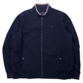 日本然リトテ-古着オンライン-TOMMY HILFIGER シングル ライダースジャケット 2XLT ネイビー ポリエステル ビッグサイズ-TOMMY HILFIGER Single Riders Jacket 2XLT Navy Polyester Big Size