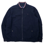 日本然リトテ-古着オンライン-TOMMY HILFIGER シングル ライダースジャケット 2XLT ネイビー ポリエステル ビッグサイズ-TOMMY HILFIGER Single Riders Jacket 2XLT Navy Polyester Big Size