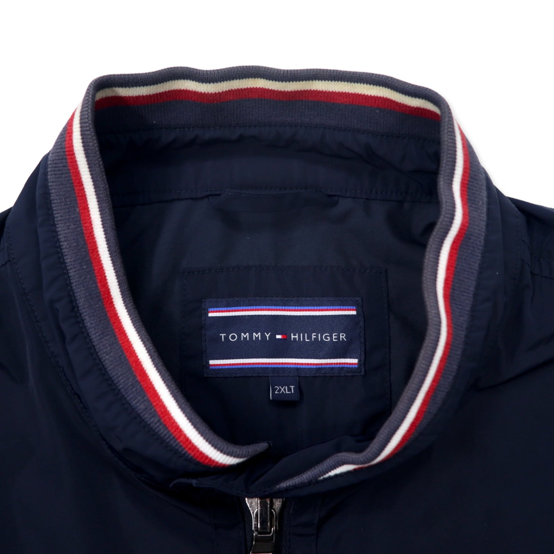 TOMMY HILFIGER Single Rider Jacket 2XLT Navy Polyester Big Size
