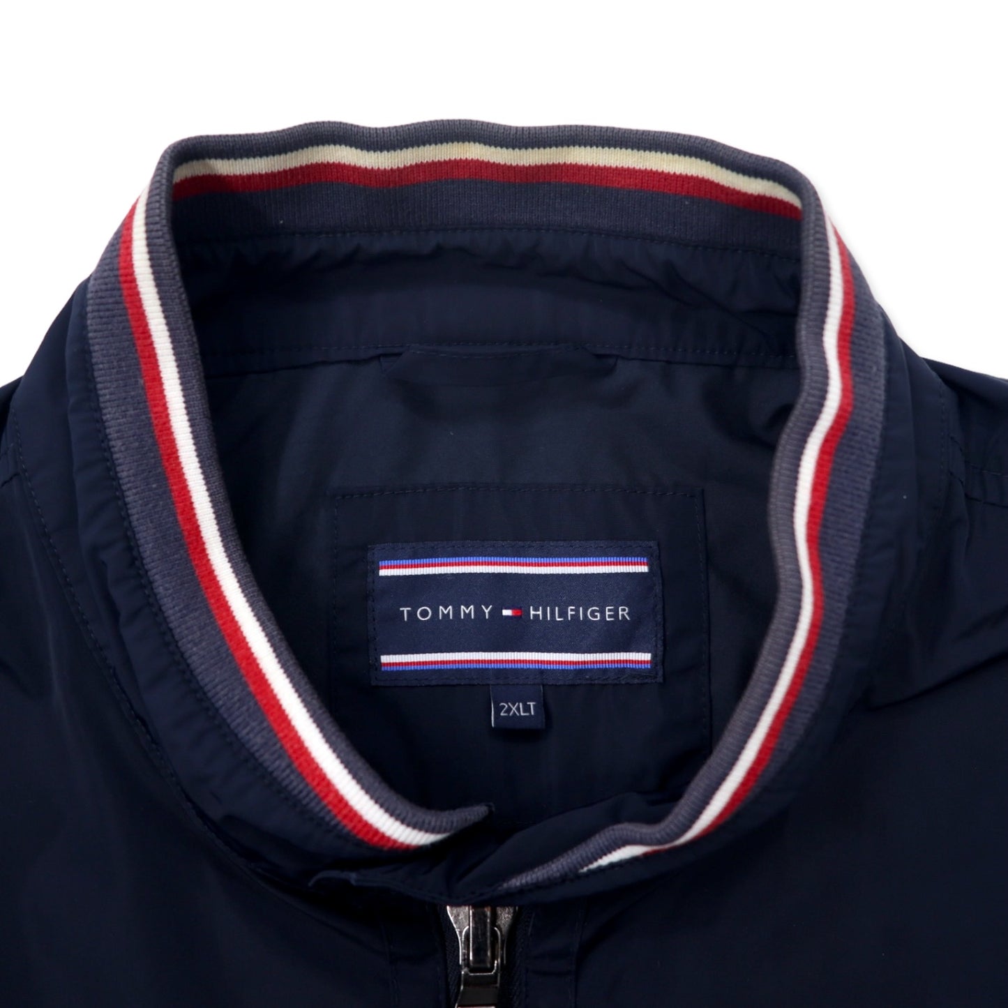 TOMMY HILFIGER シングル ライダースジャケット 2XLT ネイビー ポリエステル ビッグサイズ