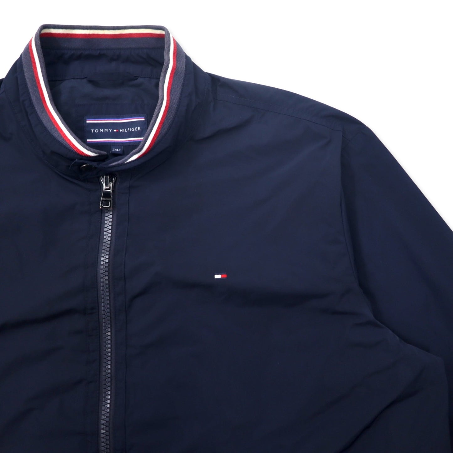 TOMMY HILFIGER シングル ライダースジャケット 2XLT ネイビー ポリエステル ビッグサイズ