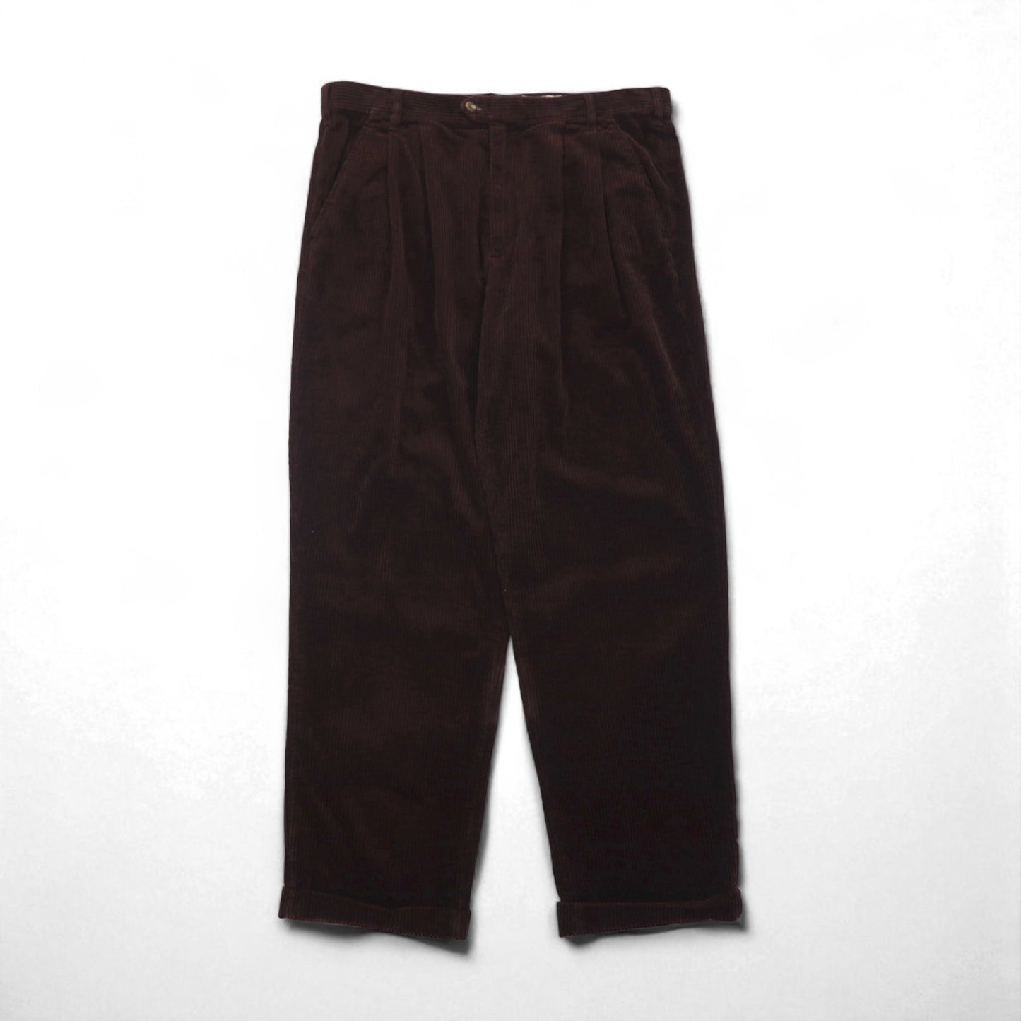 Eddie Bauer 90s Two-Puck Wide Corduroy Pants, Size XL, Brown, Thick Rib, Double Cuffs