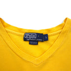 Polo by Ralph Lauren 90年代 ラインデザイン Vネック 鹿の子 Tシャツ L イエロー コットン スモールポニー刺繍