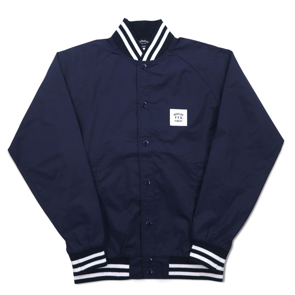 Flip The Script Libre Line Varsity Jacket M Navy Nylon Back Logo Print