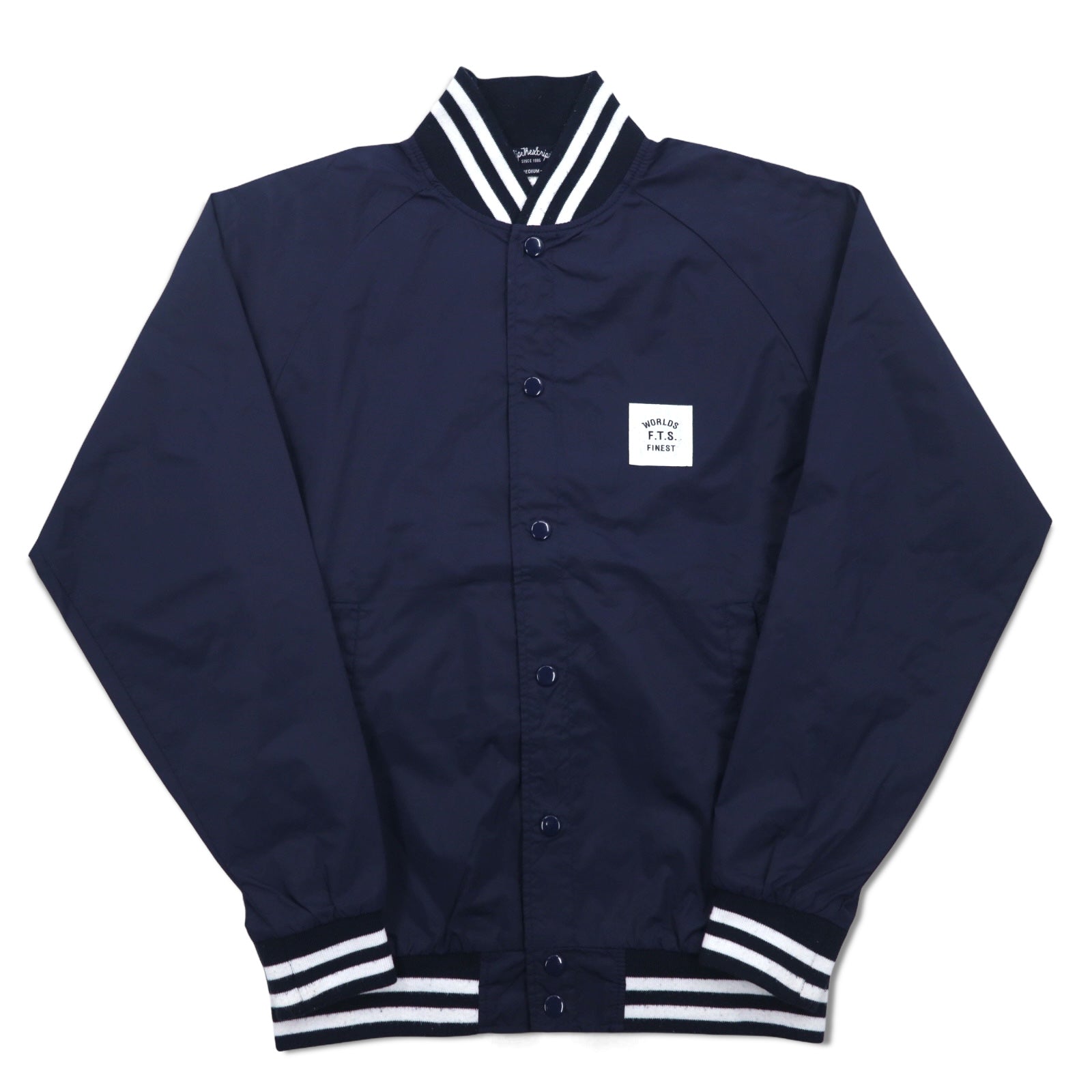 Flip The Script Libre Line Varsity Jacket M Navy Nylon Back Logo Print