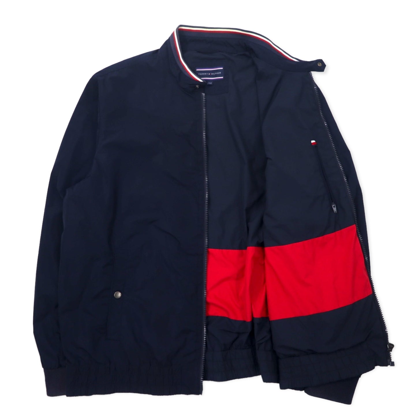 TOMMY HILFIGER シングル ライダースジャケット 2XLT ネイビー ポリエステル ビッグサイズ