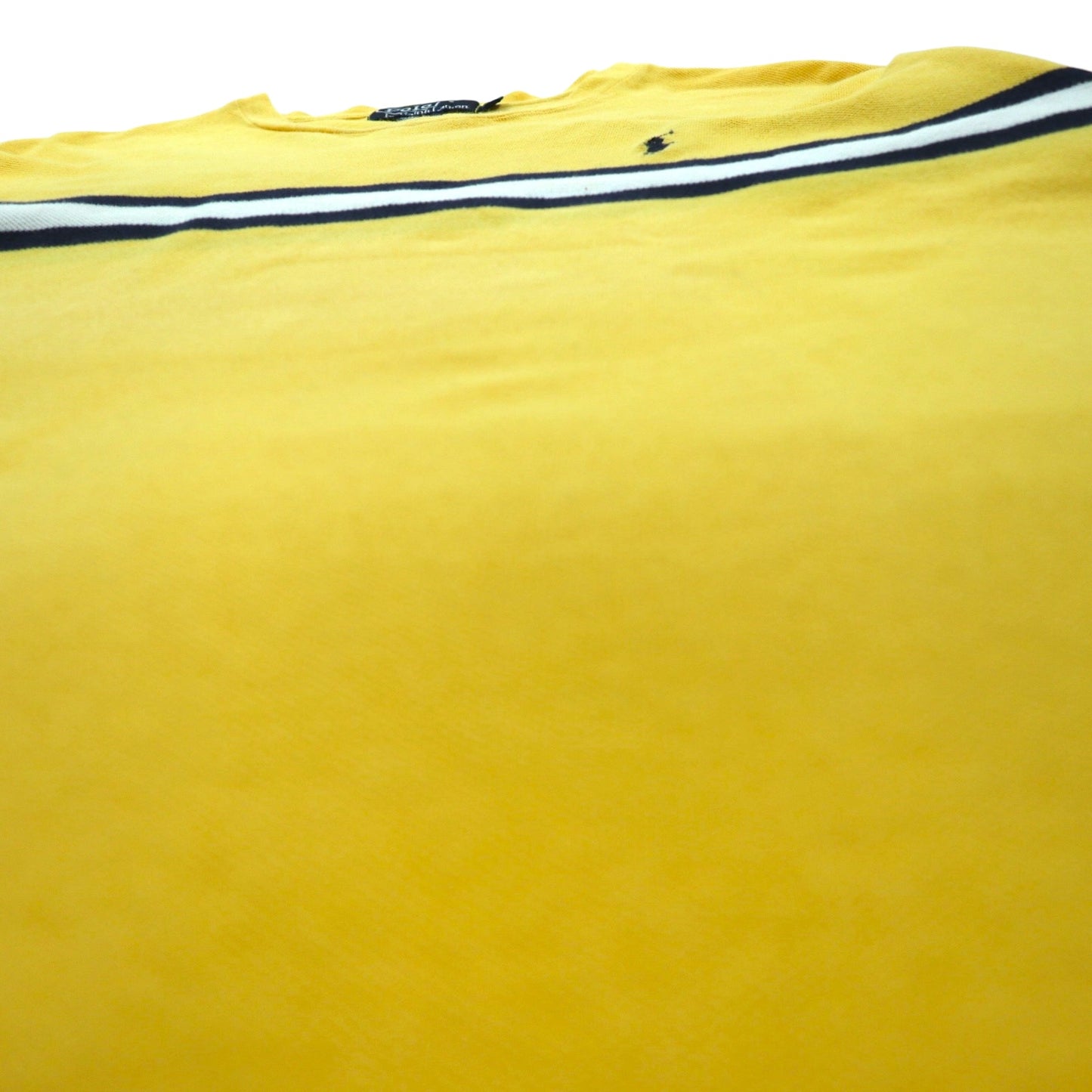 Polo by Ralph Lauren 90年代 ラインデザイン Vネック 鹿の子 Tシャツ L イエロー コットン スモールポニー刺繍