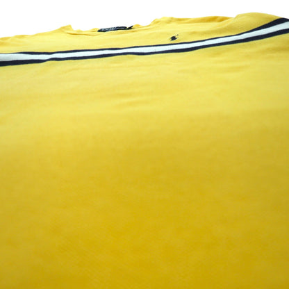 Polo by Ralph Lauren 90年代 ラインデザイン Vネック 鹿の子 Tシャツ L イエロー コットン スモールポニー刺繍