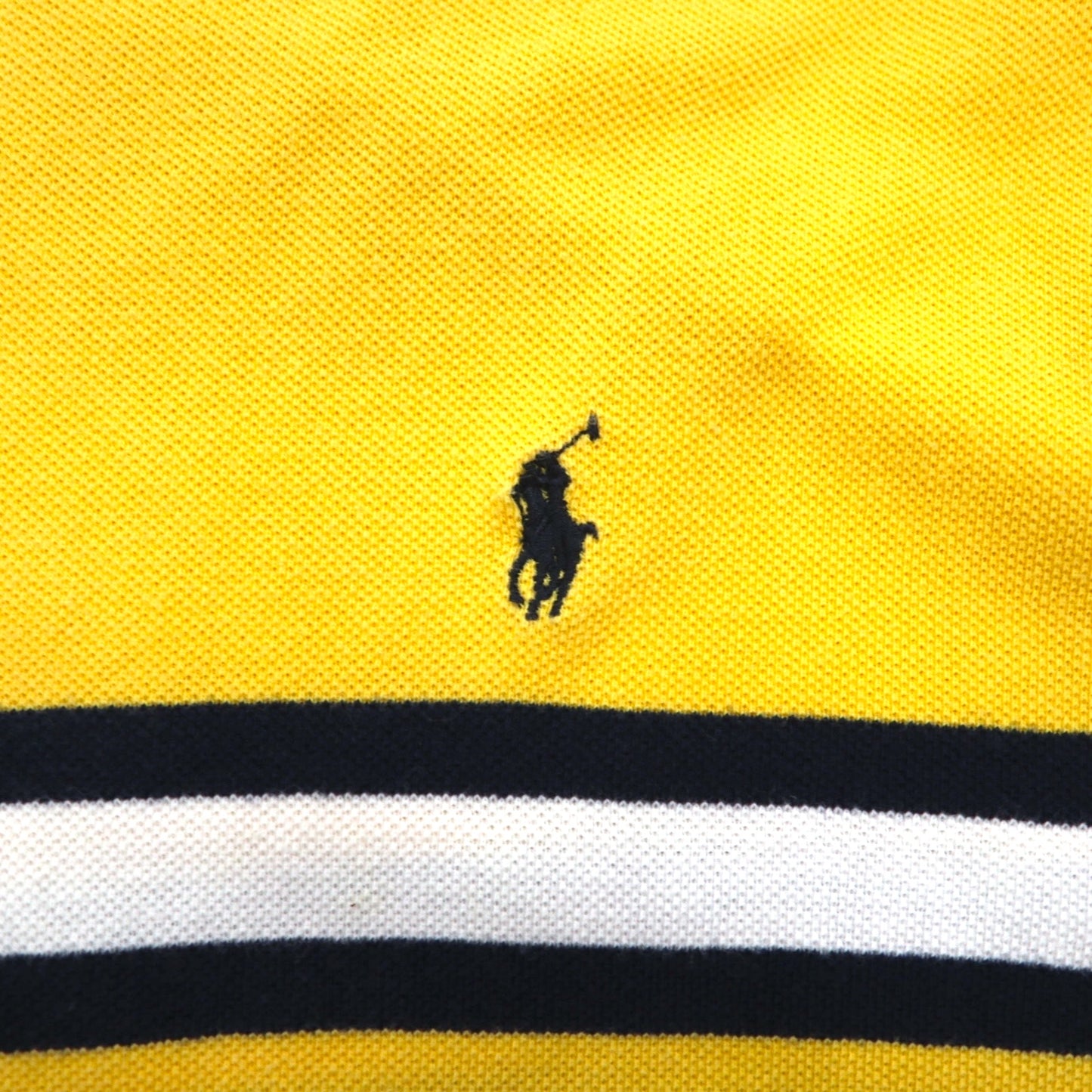 Polo by Ralph Lauren 90年代 ラインデザイン Vネック 鹿の子 Tシャツ L イエロー コットン スモールポニー刺繍