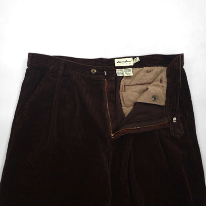 Eddie Bauer 90s Two-Puck Wide Corduroy Pants, Size XL, Brown, Thick Rib, Double Cuffs