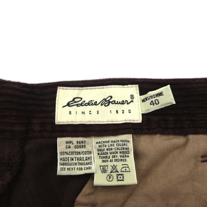 Eddie Bauer 90s Two-Puck Wide Corduroy Pants, Size XL, Brown, Thick Rib, Double Cuffs