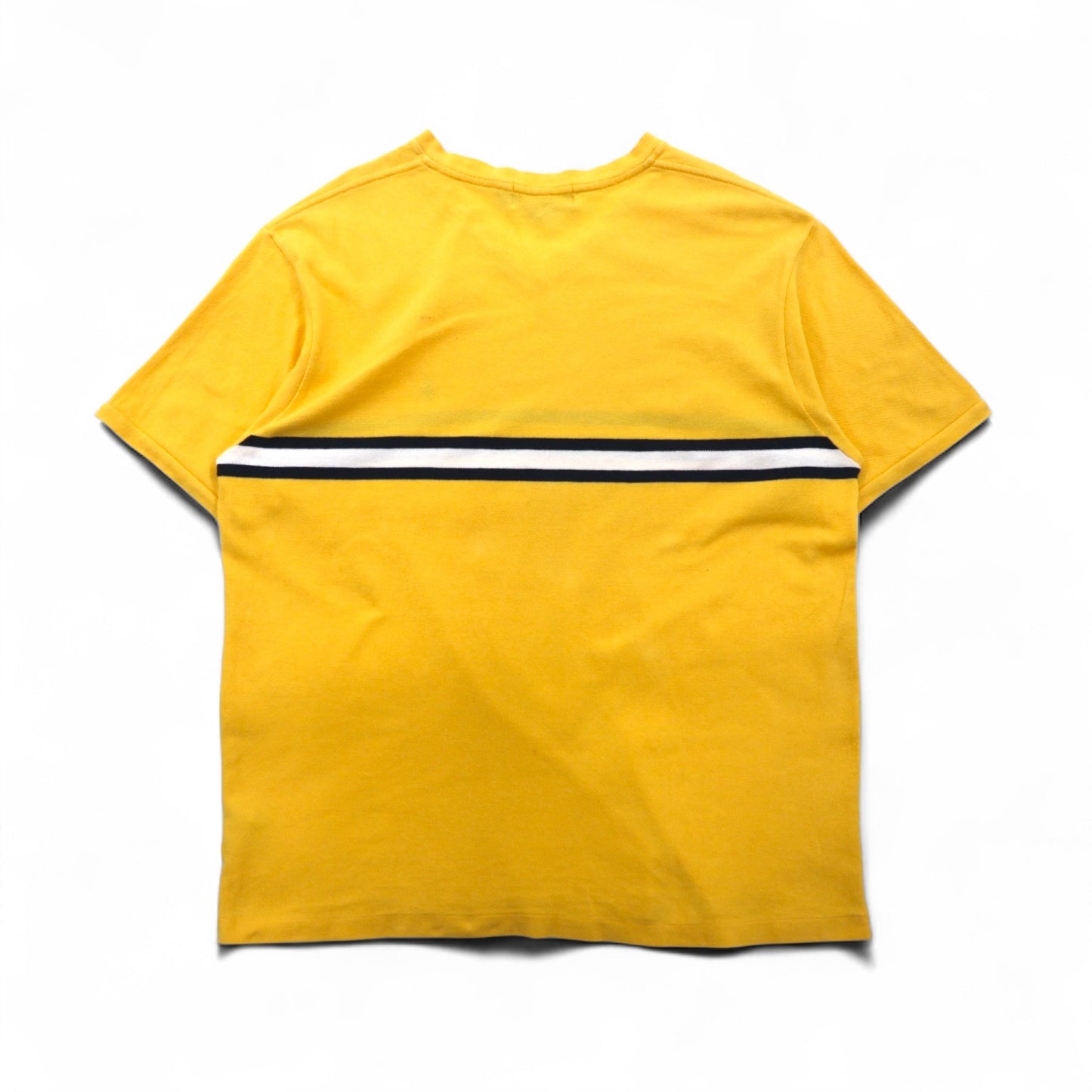 Polo by Ralph Lauren 90年代 ラインデザイン Vネック 鹿の子 Tシャツ L イエロー コットン スモールポニー刺繍