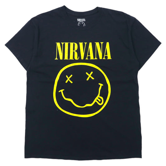 日本然リトテ-古着オンライン-NIRVANA ニルヴァーナ バンドTシャツ L ブラック コットン スマイリー-NIRVANA Nilvana Band T-Shirt L Black Cotton Smiley