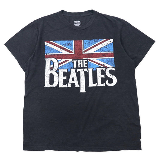 日本然リトテ-古着オンライン-THE BEATLES ビートルズ バンドTシャツ L グレー コットン パキ綿 ユニオンジャック パキスタン製-THE BEATLES Beatles Band T-Shirt L Gray Cotton Paki Cotton Union Jack Pakistan MADE