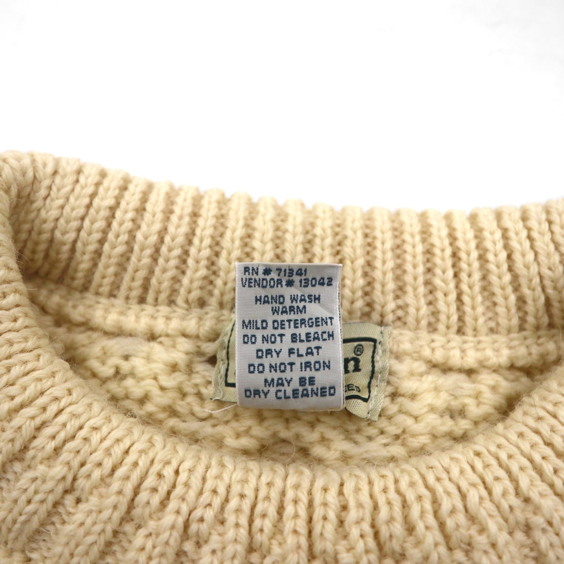 L.L.Bean 90年代 フィッシャーマン アラン ニット セーター XL 生成り ウール アイルランド製